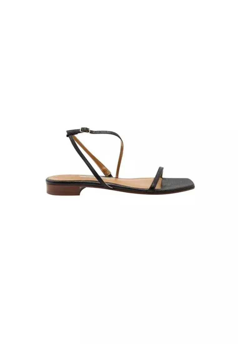 Designer black flat sandals on sale