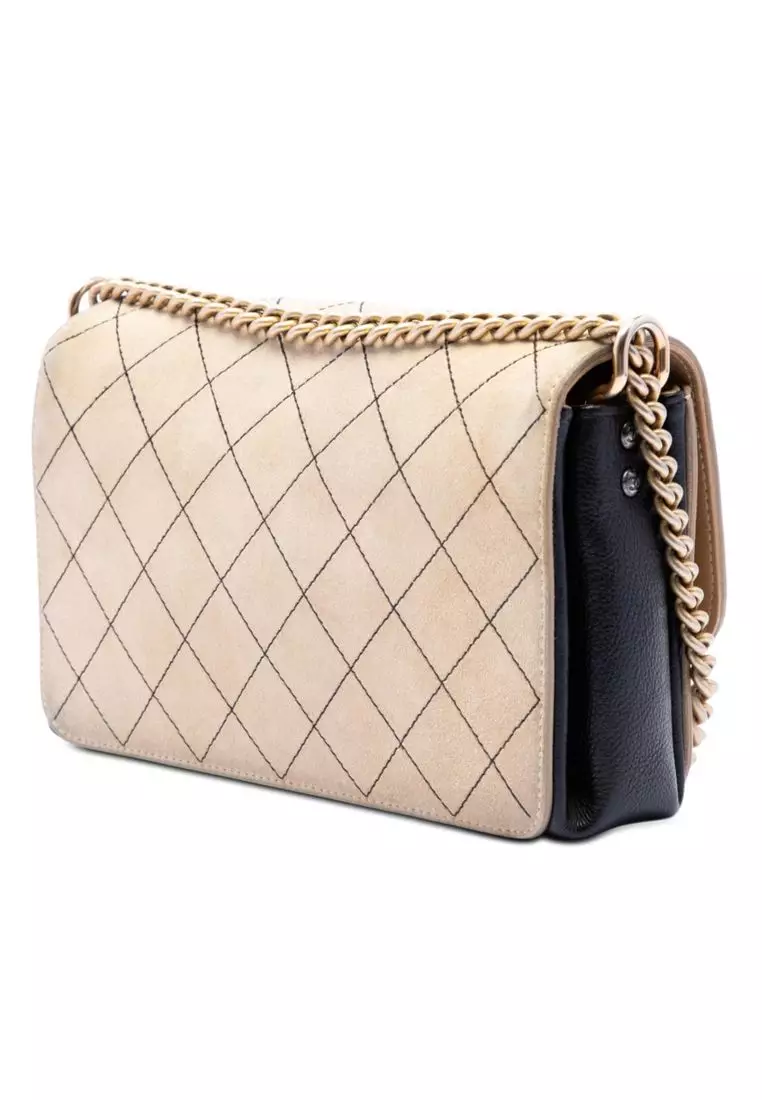 Pre-Loved Chanel Cc Stitched Suede And Calfskin Single Flap
