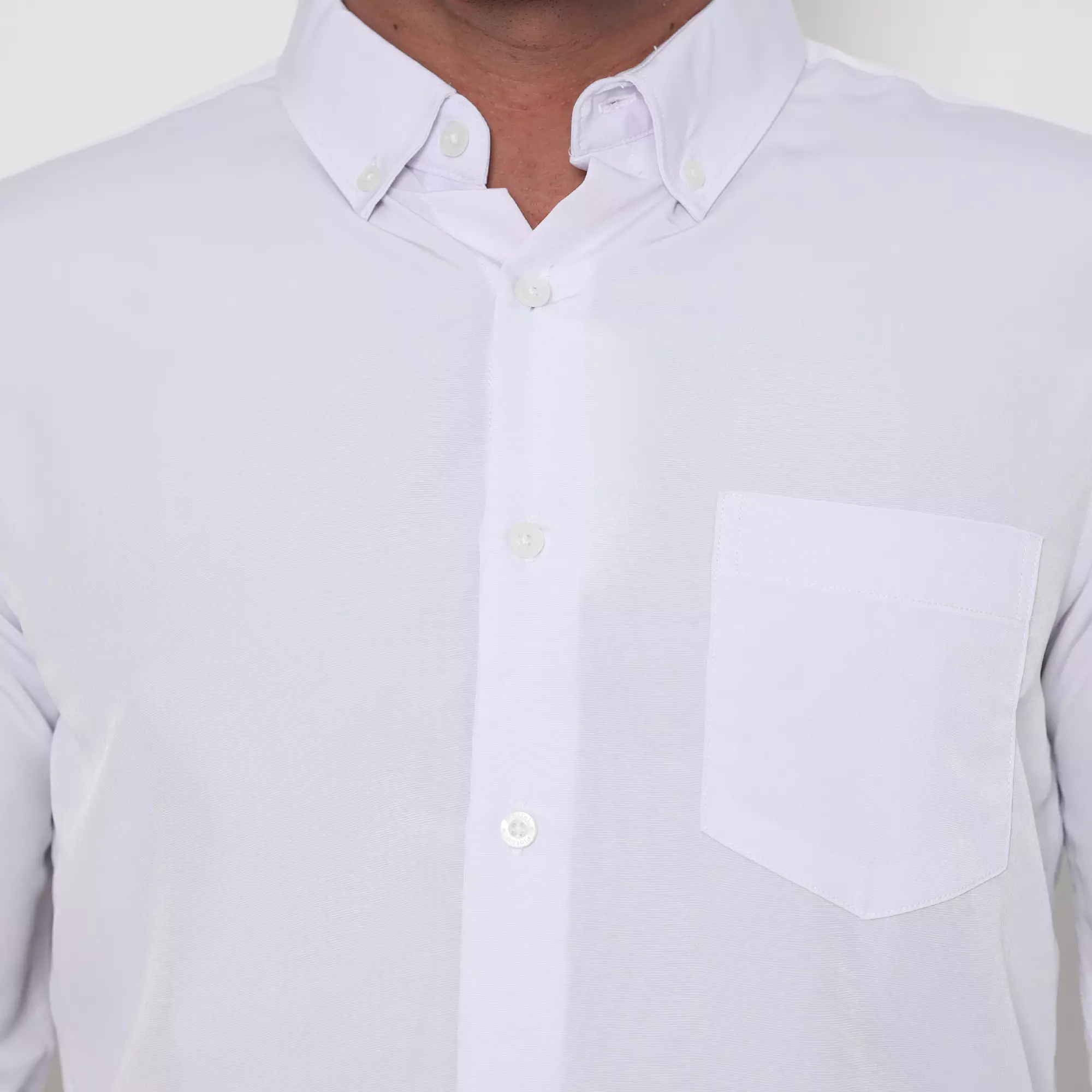 Platini Kemeja Pria Polos Lengan Panjang Polyester High Twist Putih 66121