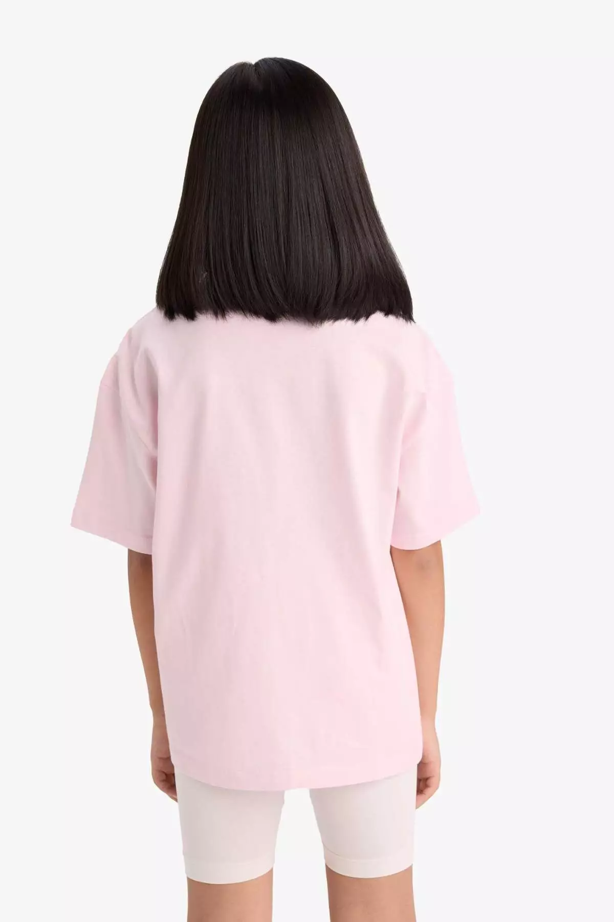 Girls' Oversize Wide Fit Crew Neck Printed Short Sleeve T-Shirt E0392A825Sm