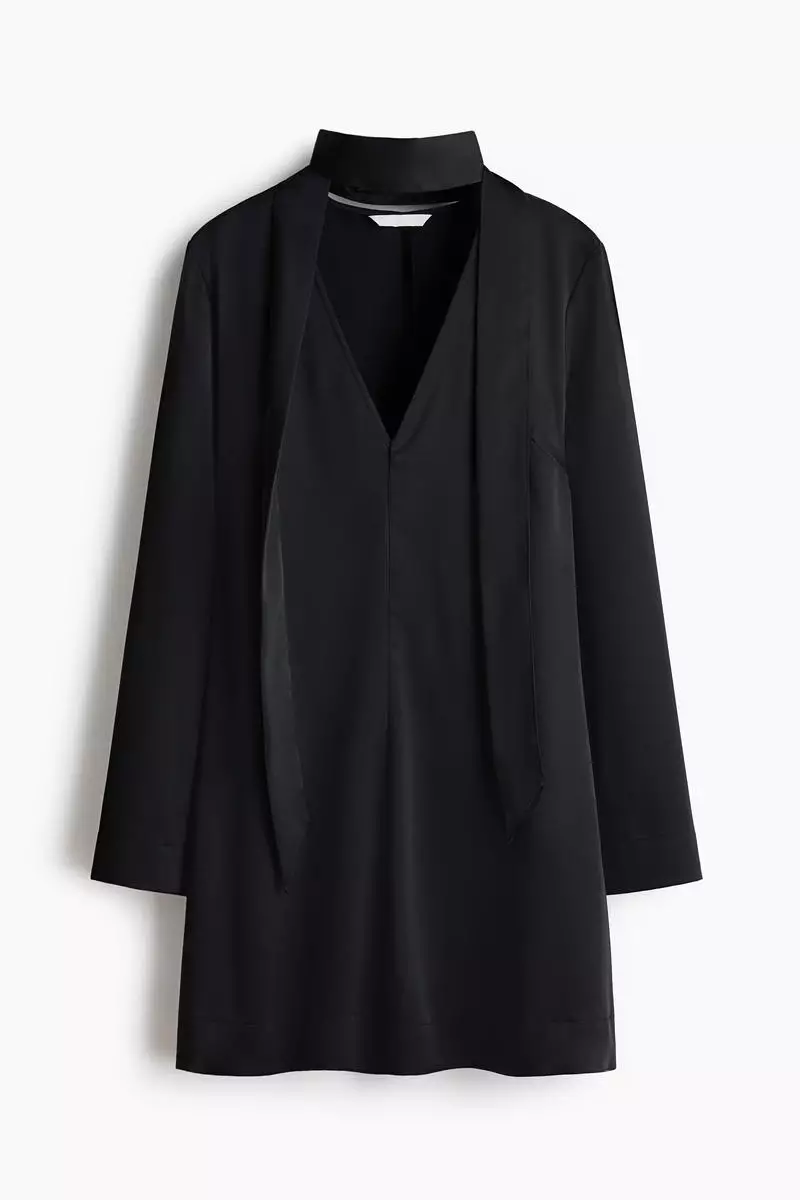 Scarf-detail satin dress