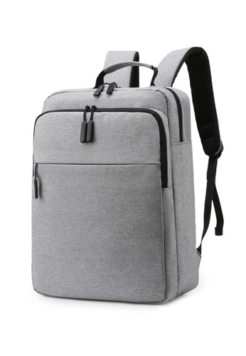 Lara grey Men's Solid Color Outdoor Sports Day-pack Business Laptop Backpack - Grey 1B54AAC520684EGS_1