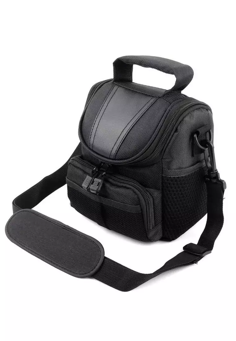 Eunh Tas Selempang Kamera DSLR for Canon Nikon Many Slot Material Nylon ORIGINAL - Black