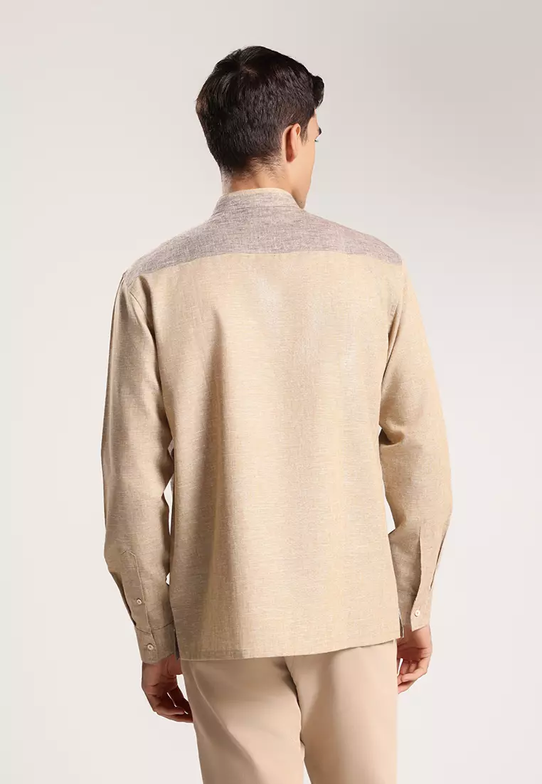 MOC Kemeja Koko Lengan Panjang Pria Anbiya - Brown