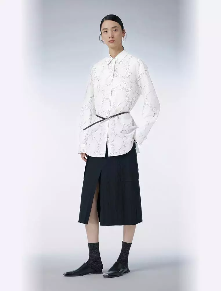 Long Sleeve Collared Printed Shirt