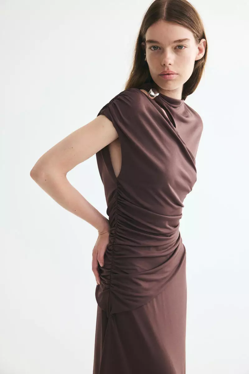 h&m brown cut out dress Buy Draped cut-out 2026 Online Size:Petite-16 horizontal strap at the Chrissy A-Line Sweater Mini Amount_5 Pack