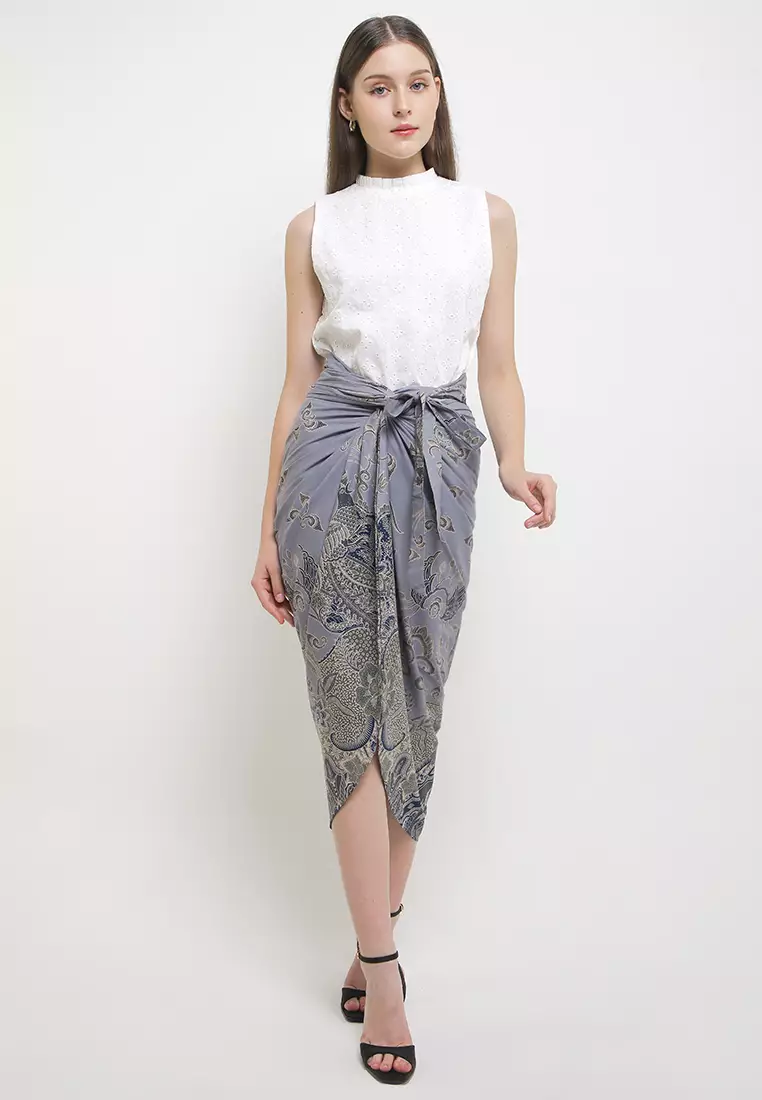 Rok Lilit Batik Instan Wanita Ethania Grey