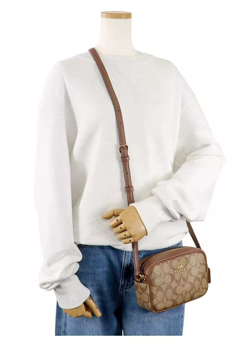 Mini Jamie Camera Bag In Signature Canvas - Khaki Brown