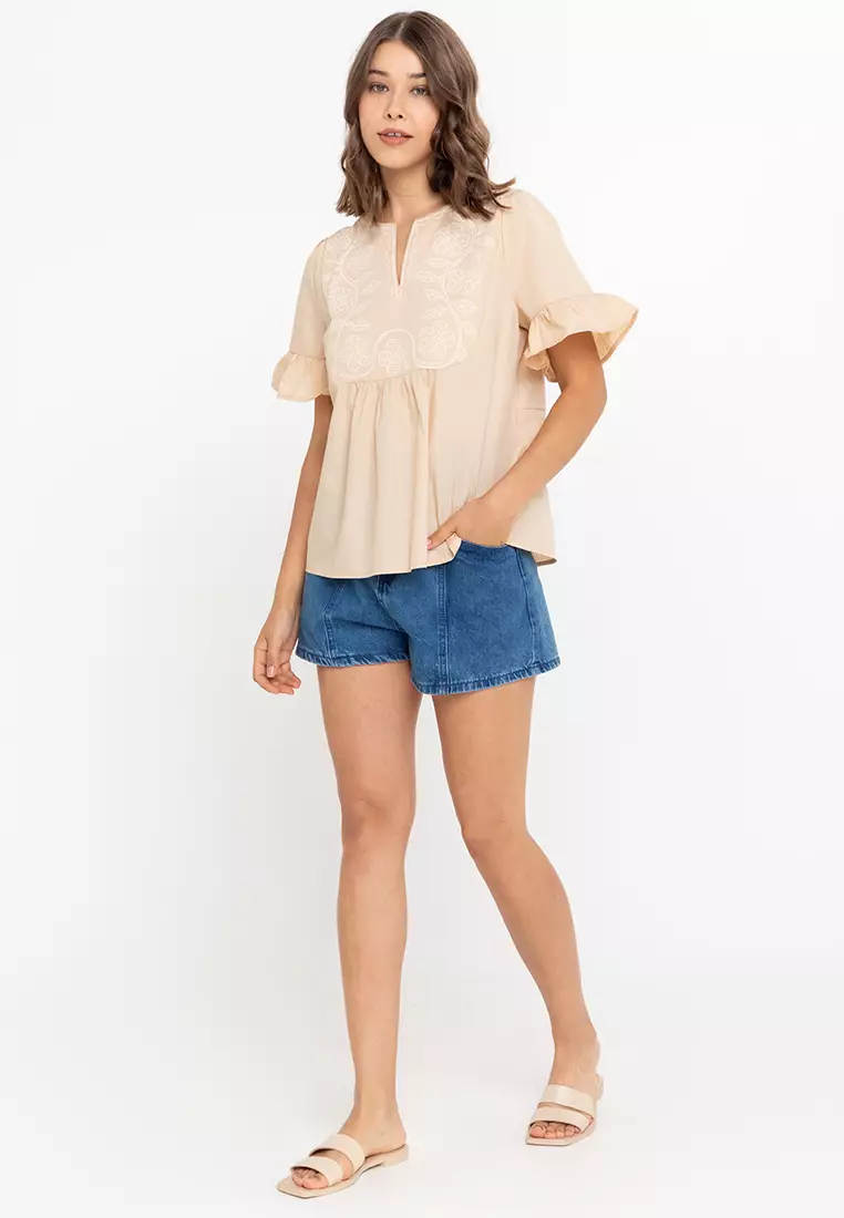 Coralyn Printed Bib Filipiniana Blouse