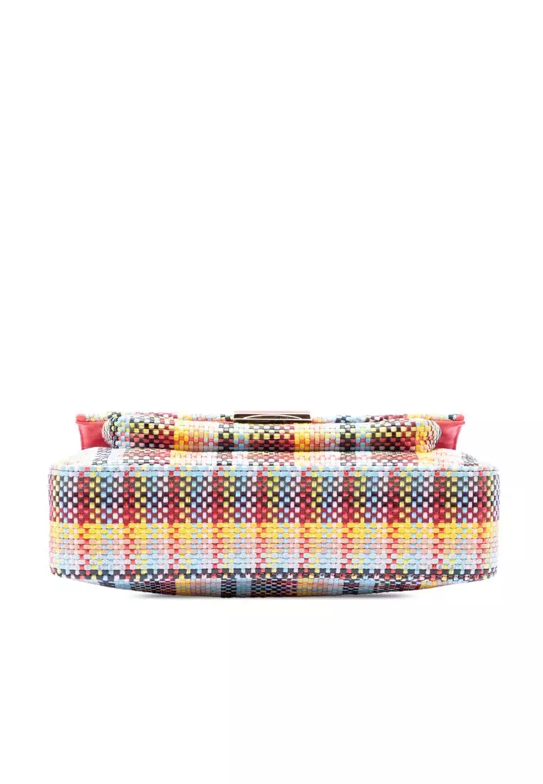 Pre-Loved Fendi Multicolor Woven Nappa Be Baguette Crossbody