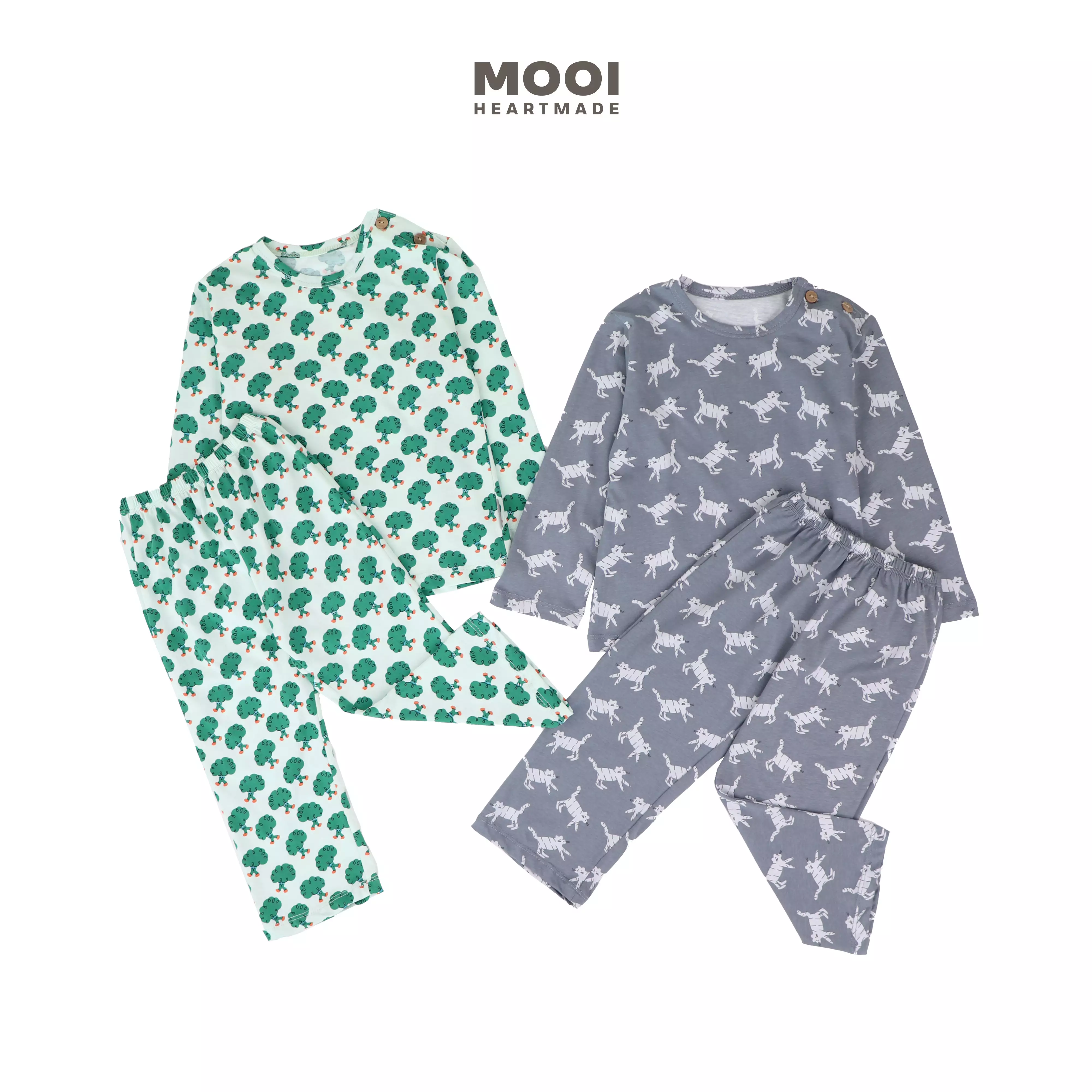 Mooi Setelan Piyama Anak Mikio Pajamas Set Print - Sky Blue