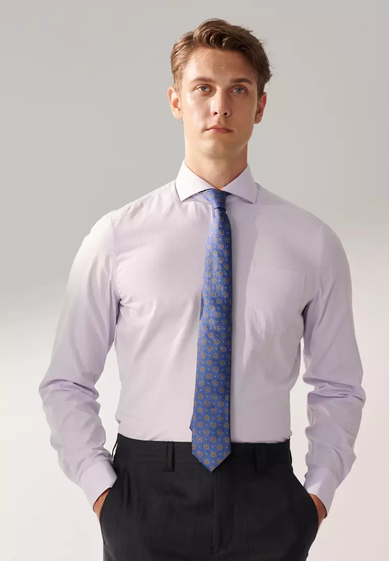 Purple Textured Slim Shirt