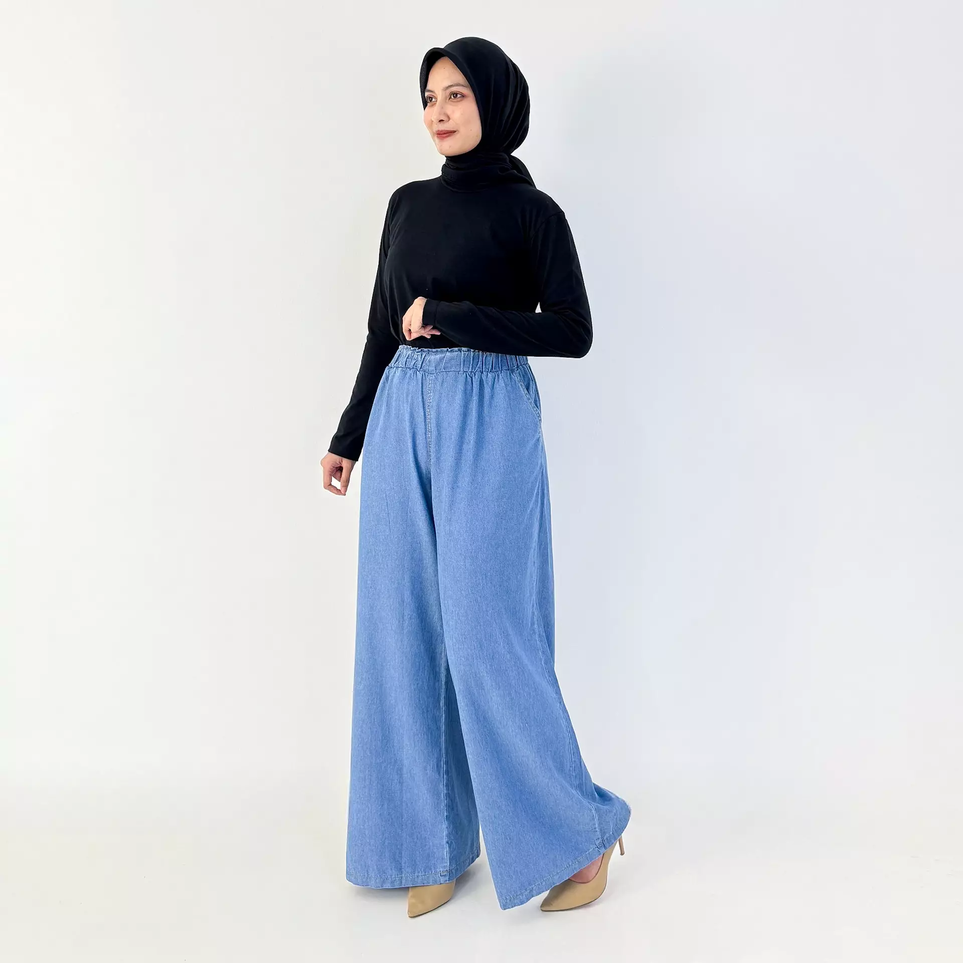 Alana Wide Leg Denim Pants | Celana Soft Jeans Wanita | Panjang 103-104 cm