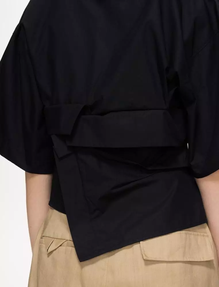 V領寬鬆極簡前衛極簡通勤短袖襯衣