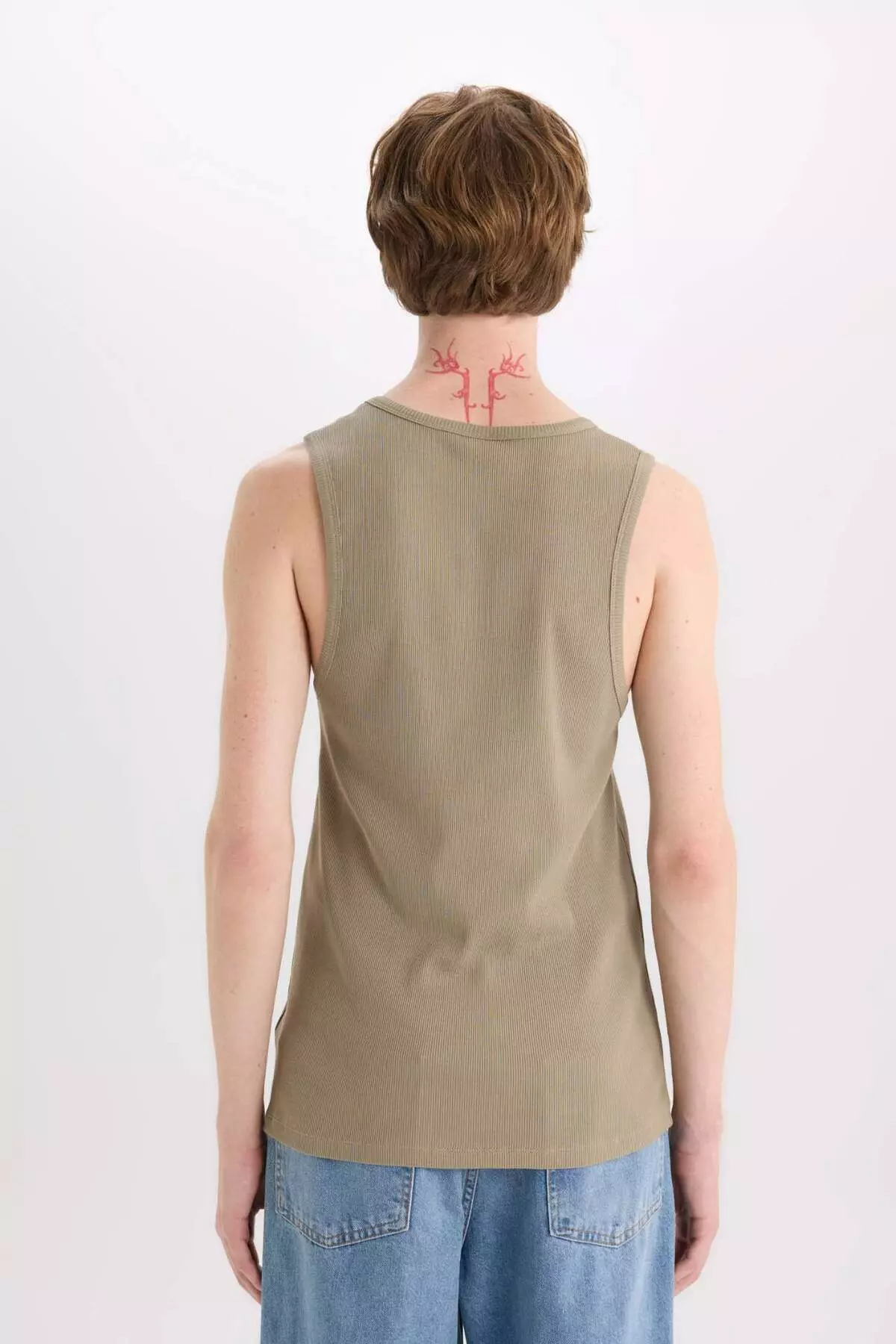 100% Cotton Fit Slim Fit Crew Neck Rib Tank Top E0446Ax25Sm