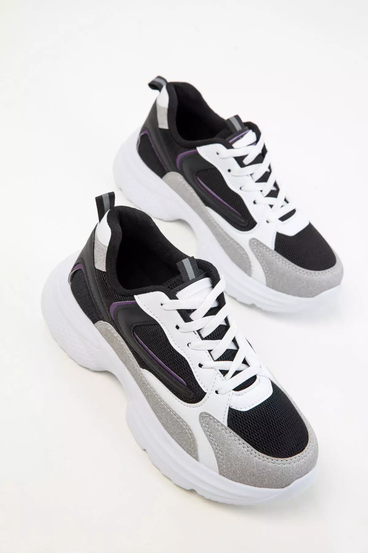 White-Black-Purple Women's Sneaker 20413