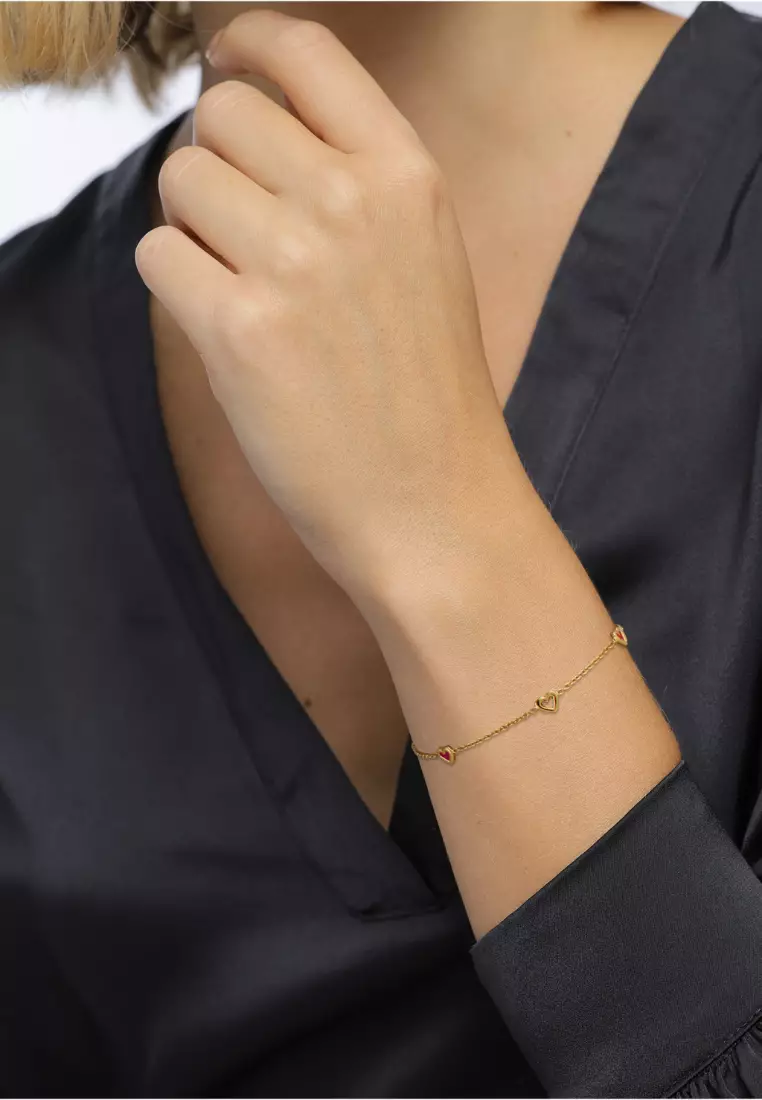 Jewelry Set Heart Enamel Gold Plated