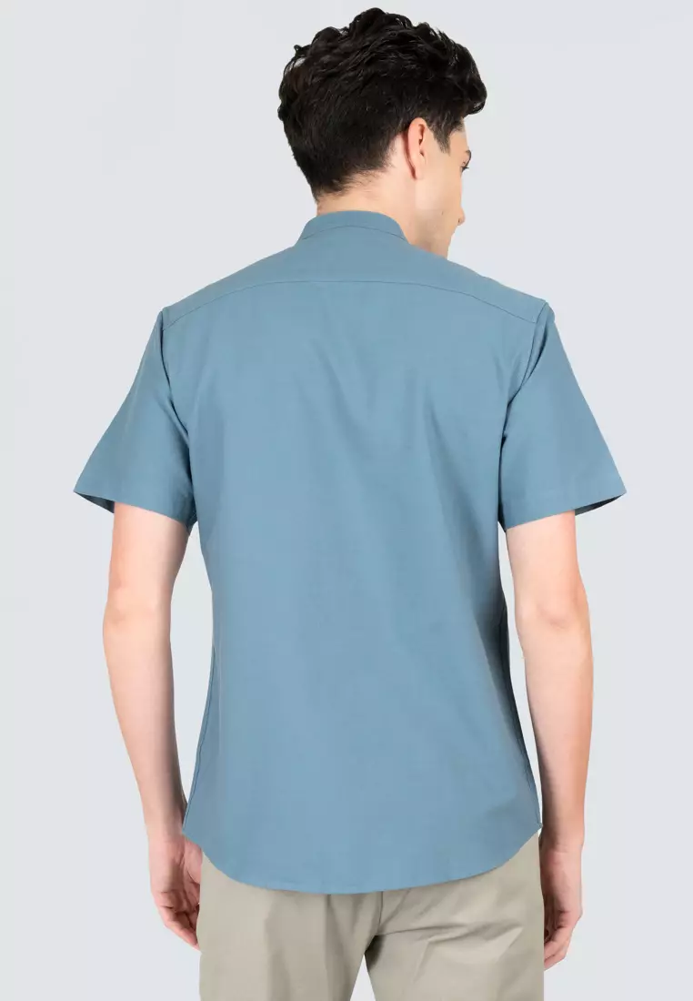 Polo Haus - Men’s Cotton Mix Signature Fit Mandarin Collar Short Sleeve MBSSE003