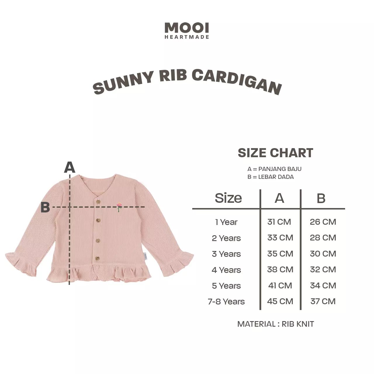 Mooi Cardigan Anak Sunny Rib Cardigan - Marigold