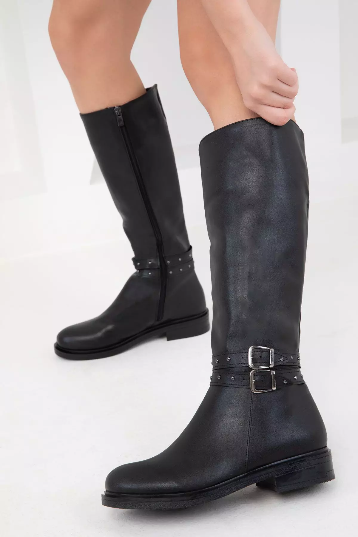 Discount on Soho  shoes - SKU: Double Buckle Knee-High Rider Boots