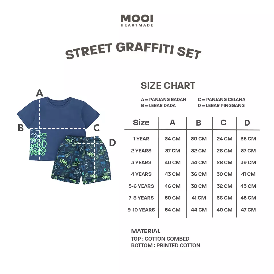 Mooi Setelan Anak Kaos Anak Tshirt Street Graffiti Set - Grey