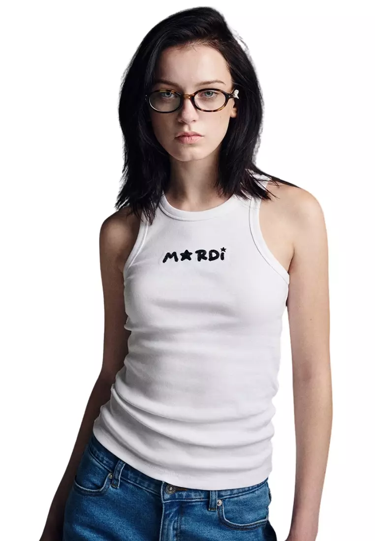 Tank Racer Mardi Star Logo - White Black