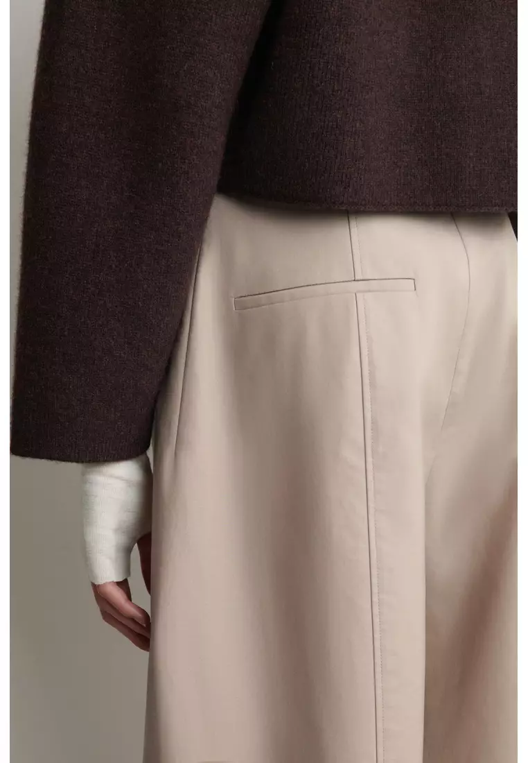 CROPPED BARREL-LEG COTTON TROUSERS