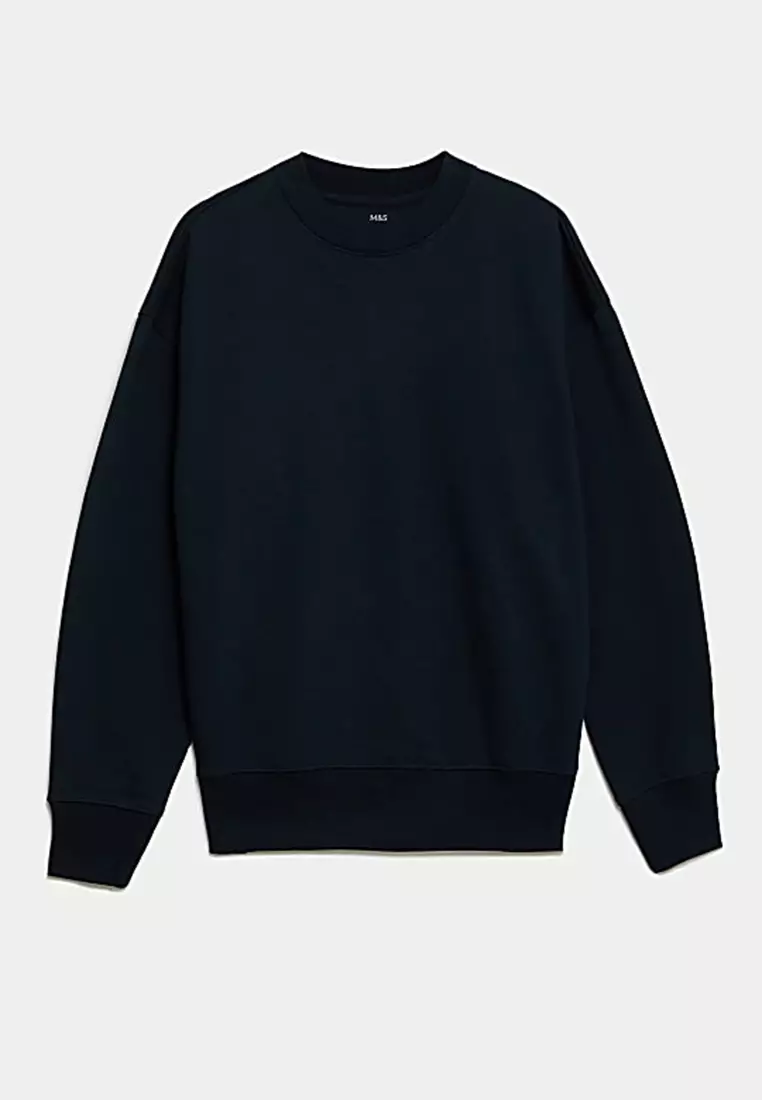 Oversized Cotton Rich Crew Neck Sweatshirt