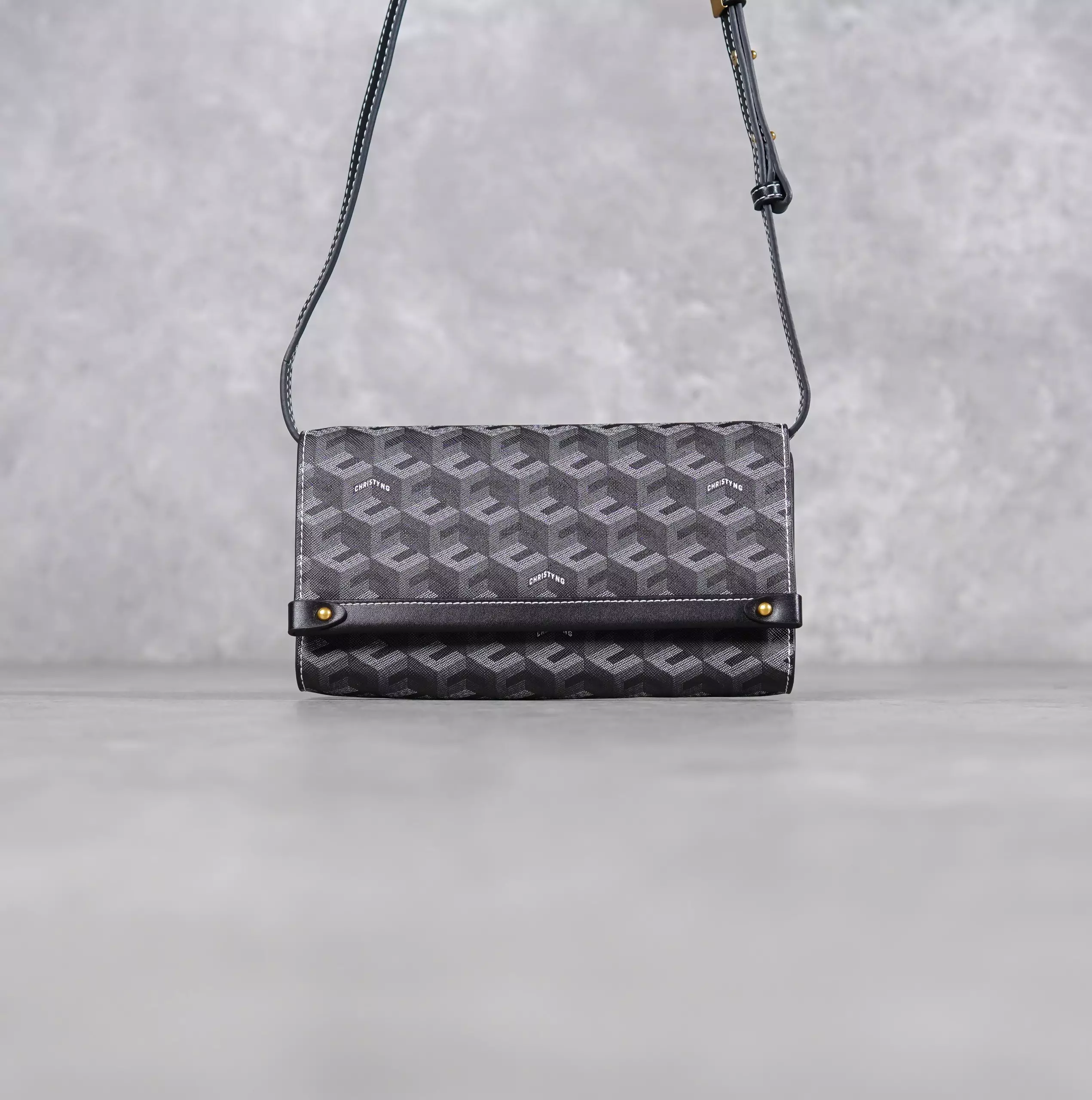 Tas CHRISTY NG DIEGO MONOGRAM PATTERN BLACK SHOULDER BAG 100% ORIGINAL