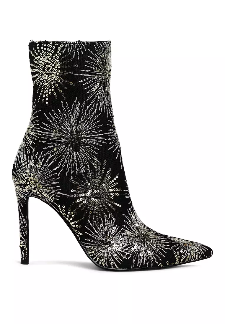 Discount on London Rag  shoes - SKU: Sequin Embellished Stiletto Boots in Black
