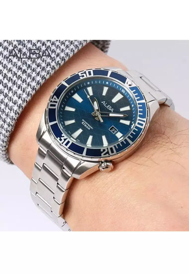 Jam Tangan Pria Alba Original Garansi Resmi AG8K31 AG8K31X1 Strap Stainless Steel Silver