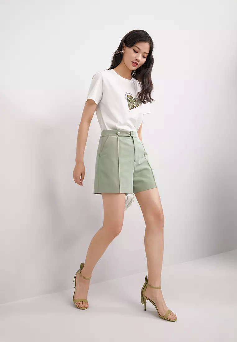 Front Contrast Fold Shorts