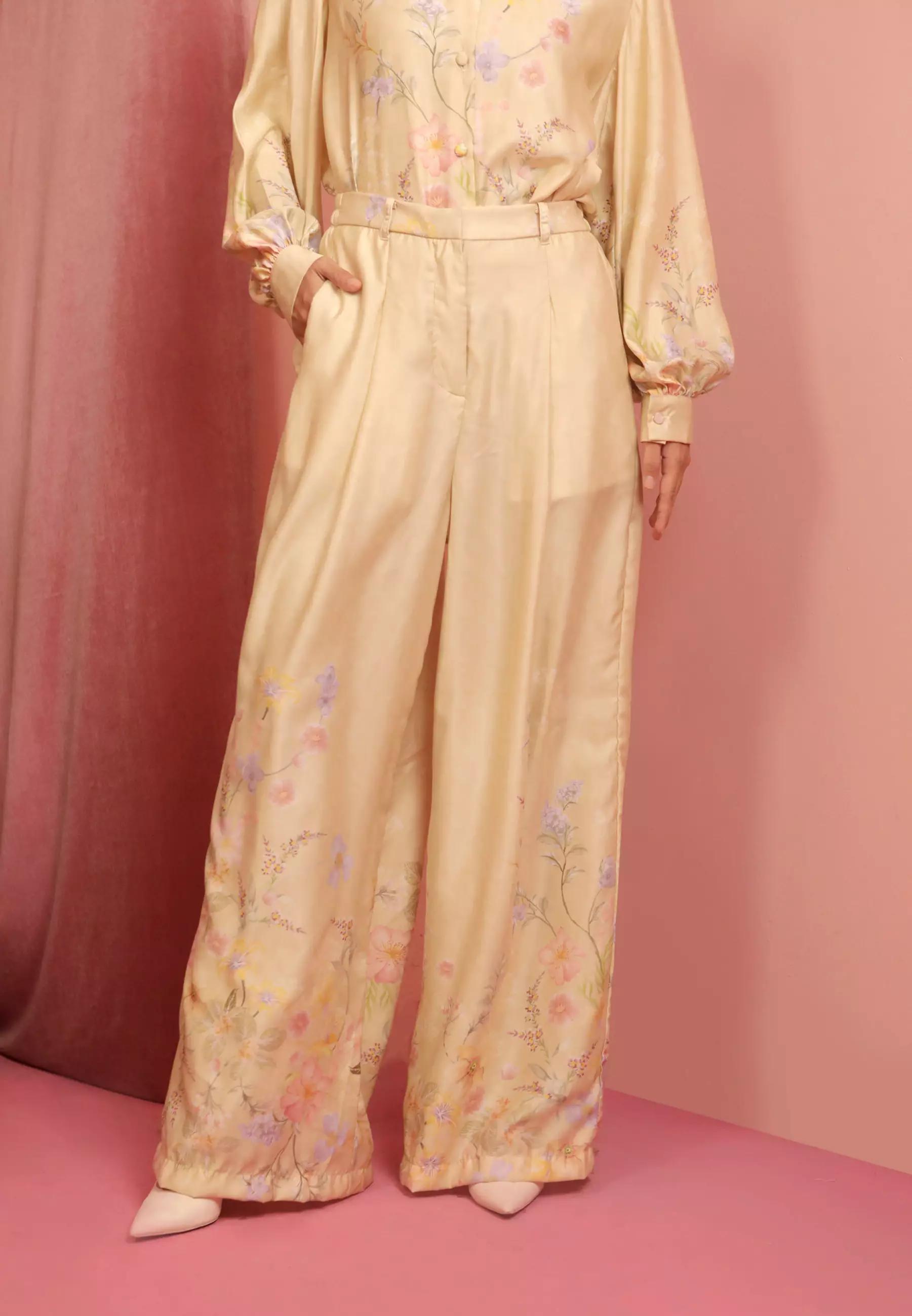 HijabChic Preena Flora Botanica Mustard Pants