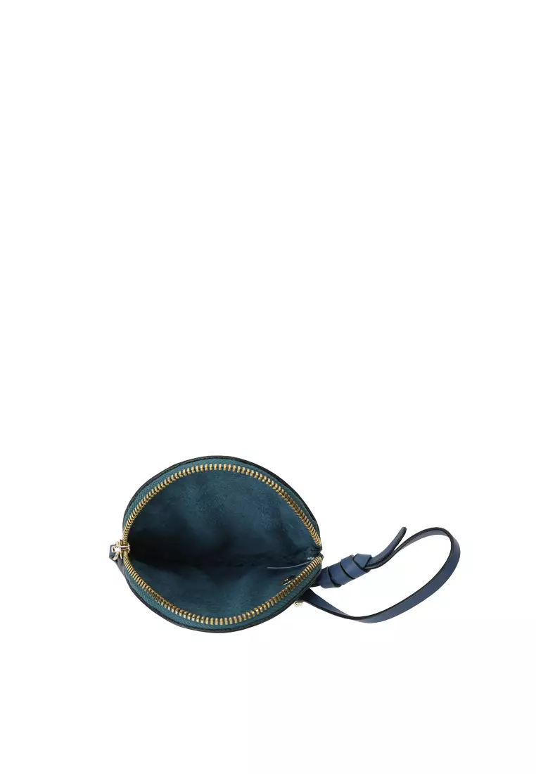 Strap Round Zip Card Case - Cobalt