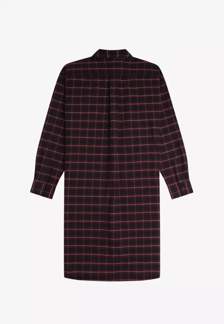 Fred Perry D8176 Check Oxford Shirt Dress (Oxblood)