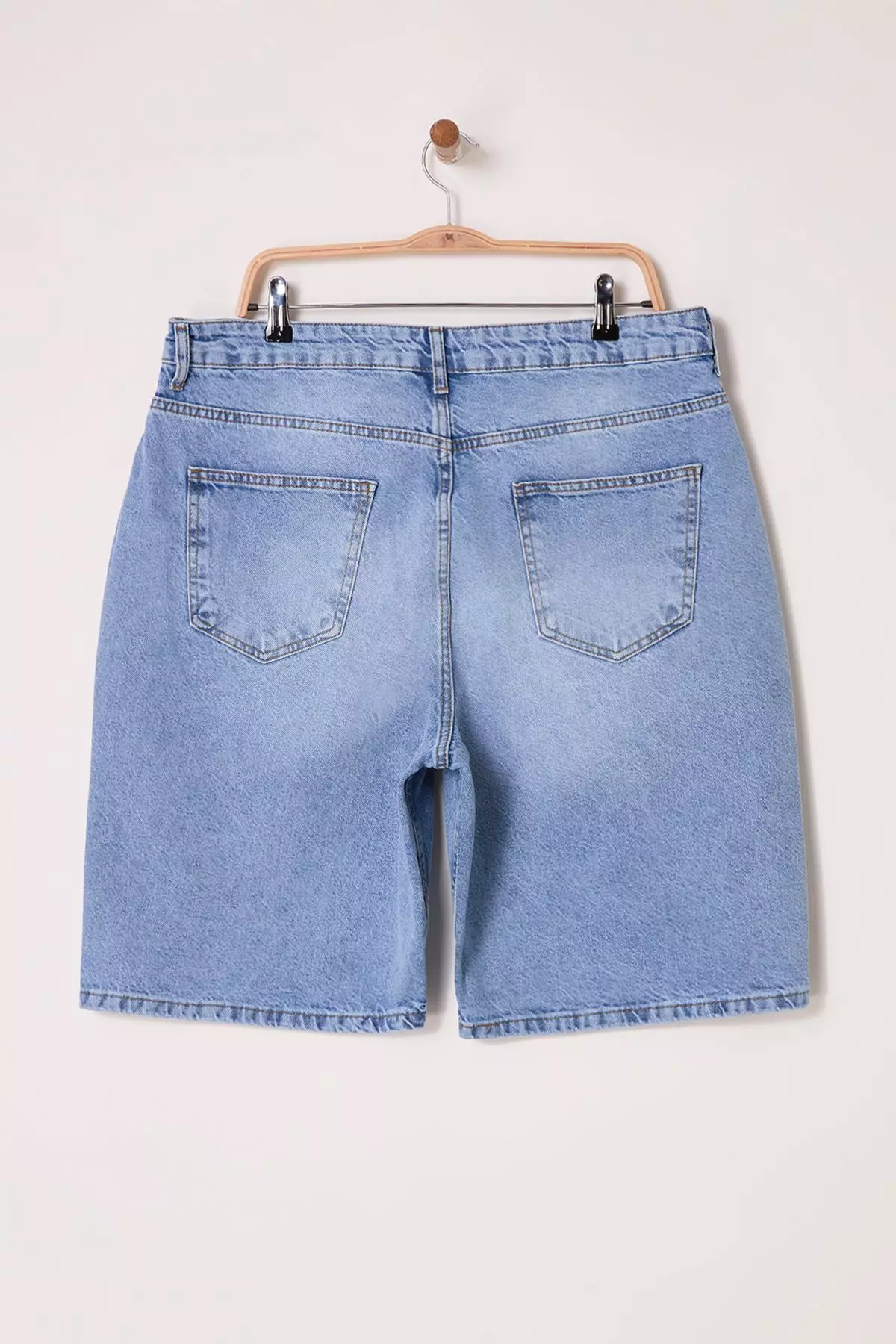 High Waist Straight Fit Denim Plus Size Shorts