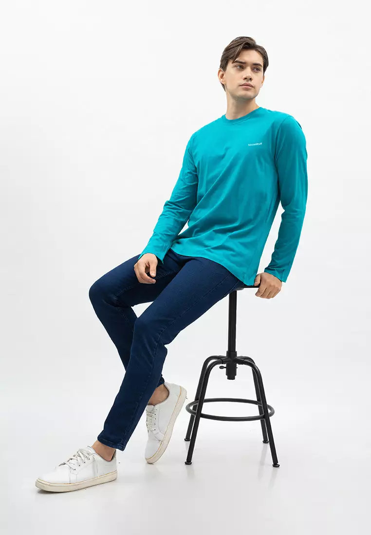Houseofcuff Kaos Cotton Combed Lengan Panjang Pria Turquoise