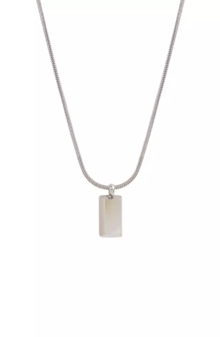 Serendipity Bar Pendant with Engravable Necklace in Silver