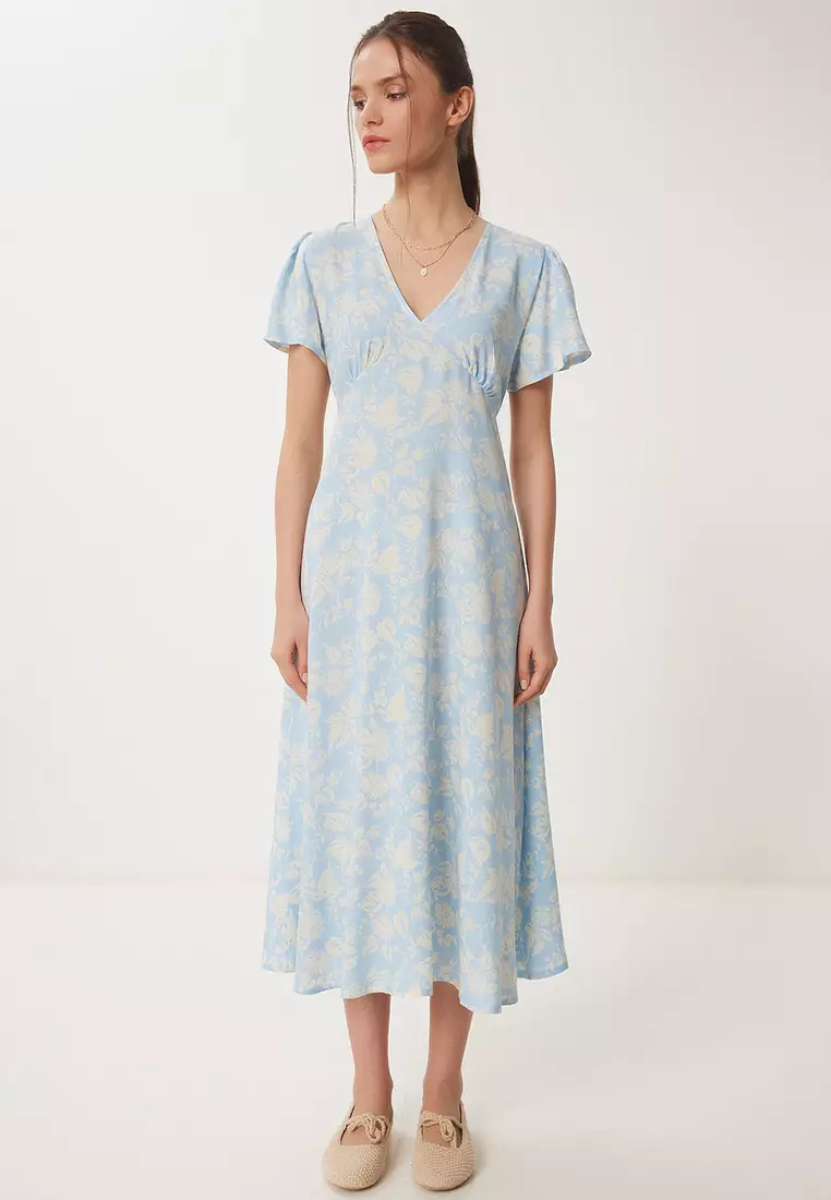 Floral Patterned Summer Viscose Dress