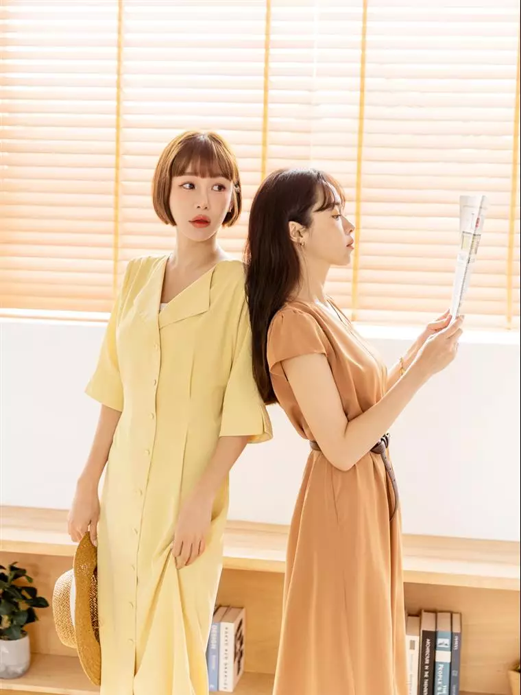 Soft Smooth Solid Color Open Front Buttoned Cardigan Long Dress [DA9739]