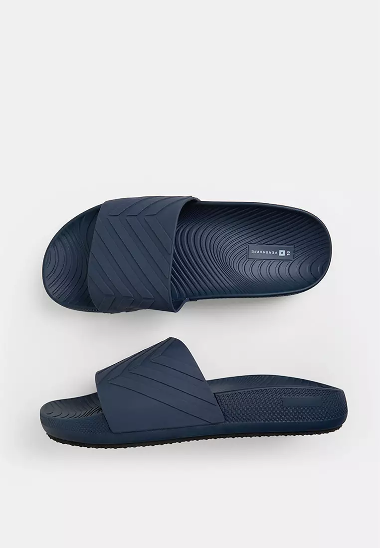 Men's Soft Footbed Slides with Embossed Pattern