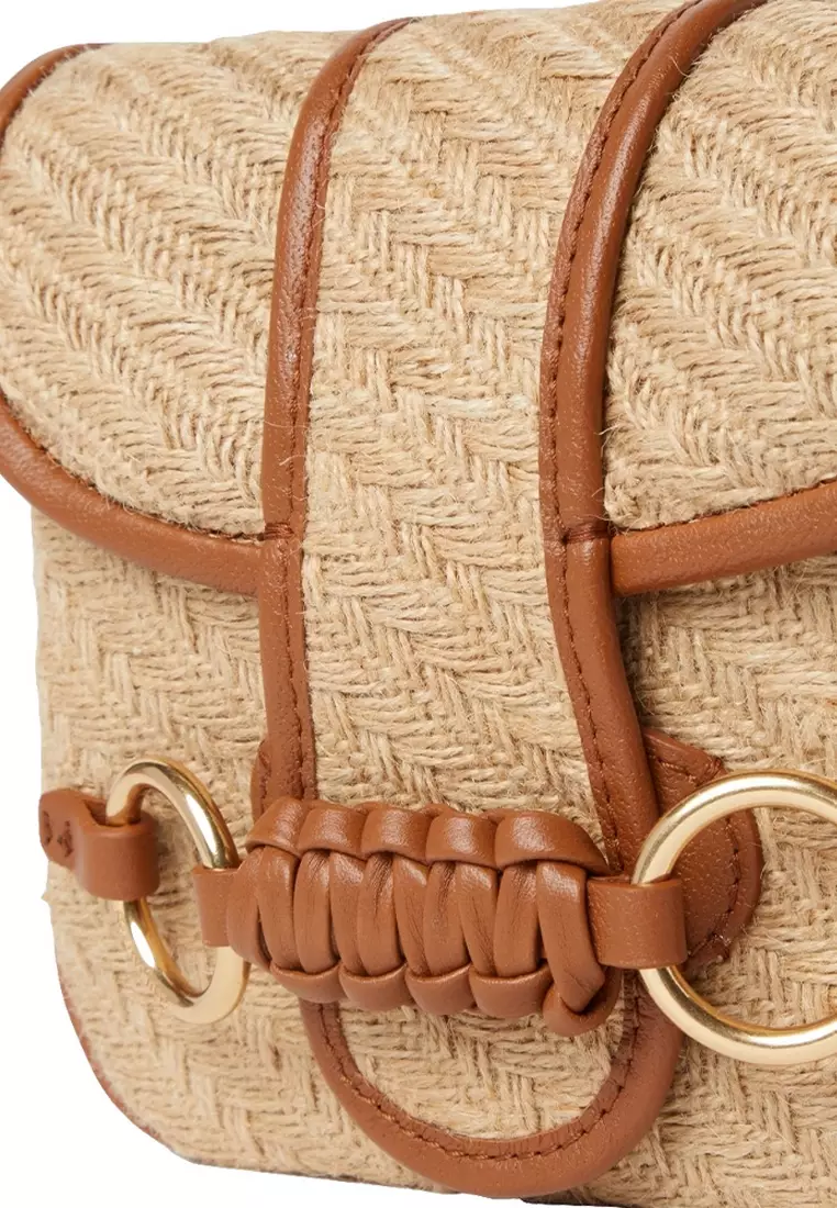Saddie in Natural Jute Shoulder Bag for Women in Caramelo