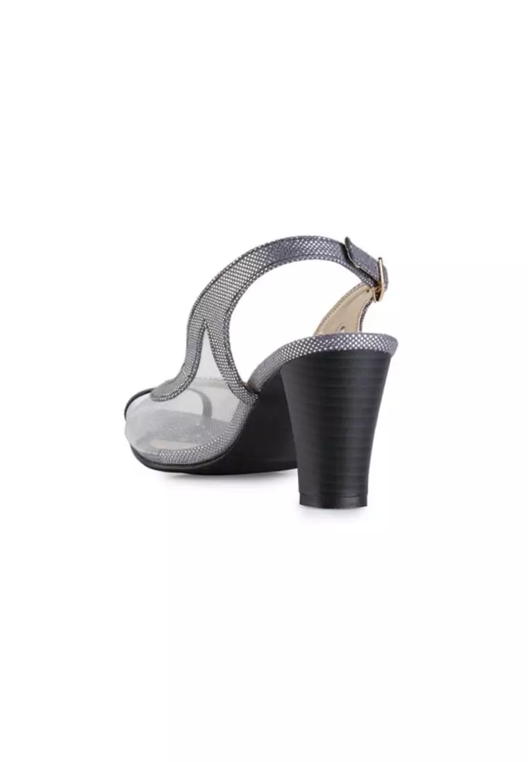 Cadence Sepatu Sandal Wanita Mesh Hak 7 cm - Silver