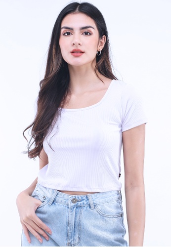 Buy Crissa Rib Knits Short Sleeves Blouse 2022 Online | ZALORA Philippines