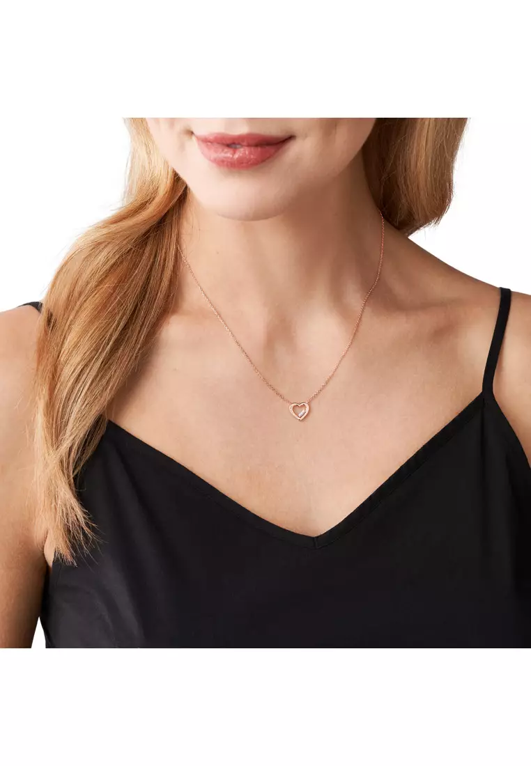 Michael kors rose best sale gold heart necklace