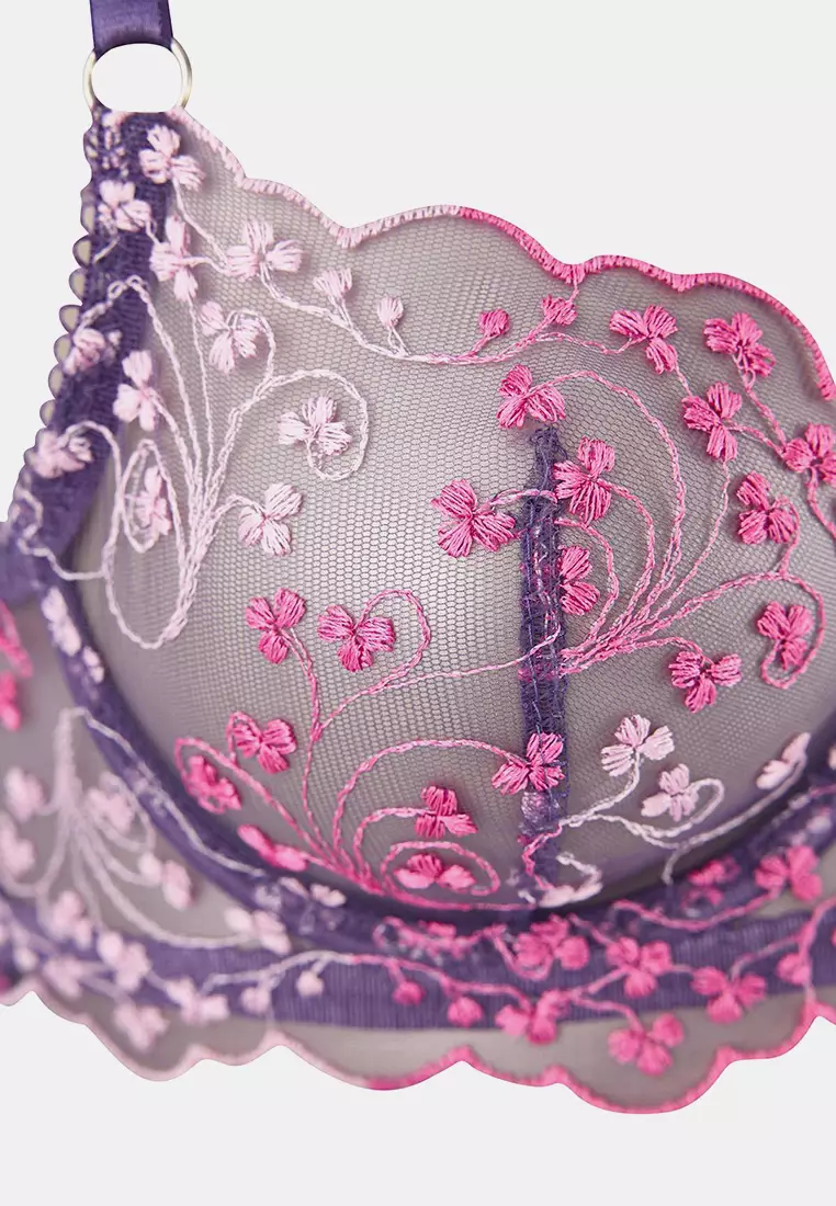 Purple Brode Floral Capless Underwear Set Thmss26Cc2