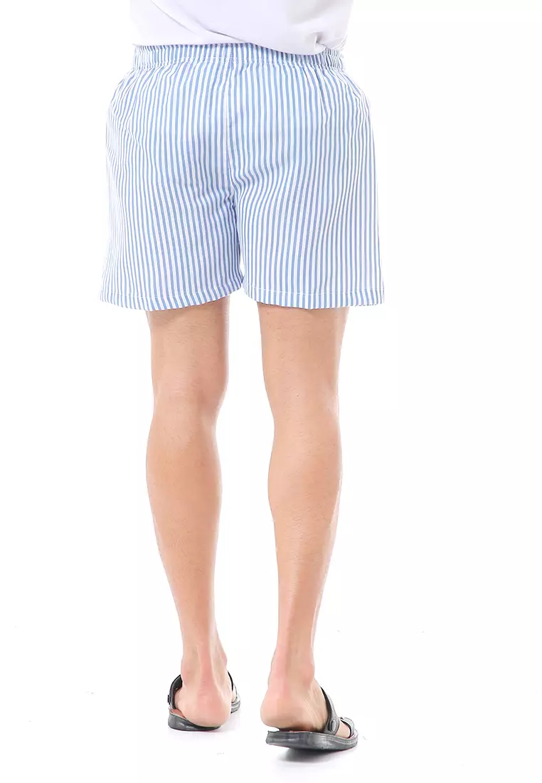 Grissham Celana Pendek Pria Boxer Kasual Stripe Motive Material Cotton ORIGINAL - Blue