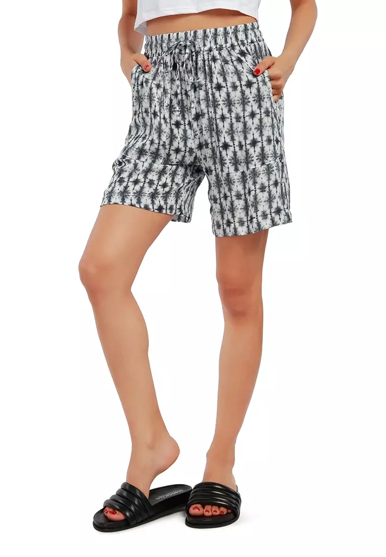 Black Print Comfy Drawstring shorts