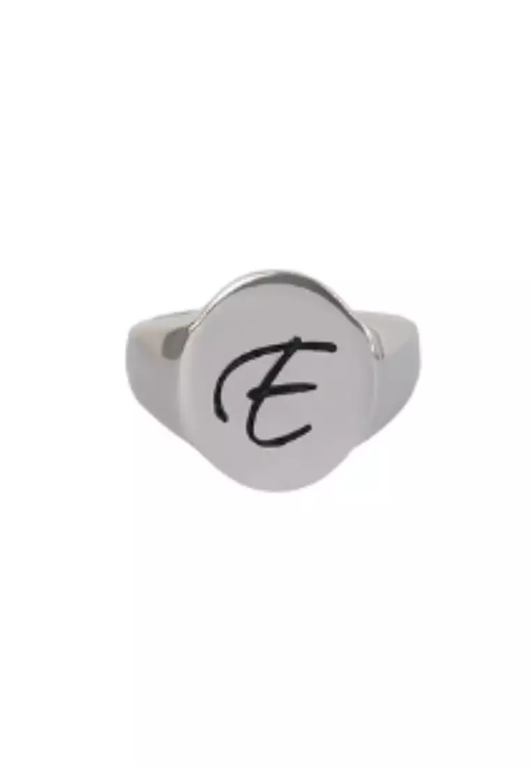 Sterling Silver Letter Signet Ring - E
