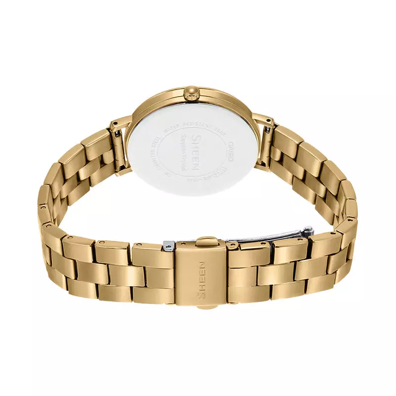 Jam Tangan Wanita Casio Sheen SHE-4548G-2AUDF Sunlight Shimmering Dial Gold Stainless Steel Band